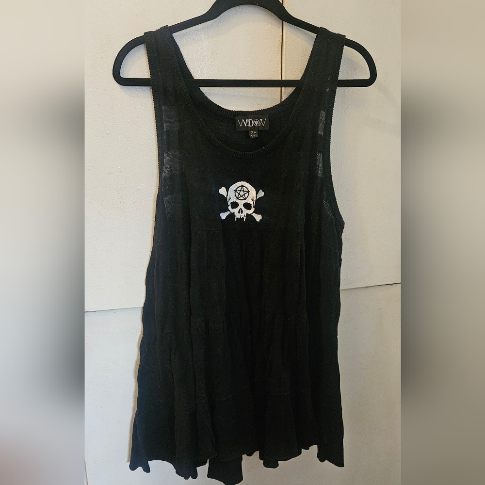 Dolls Kill Widow Black Sleeveless Skull Sweater Dress XL